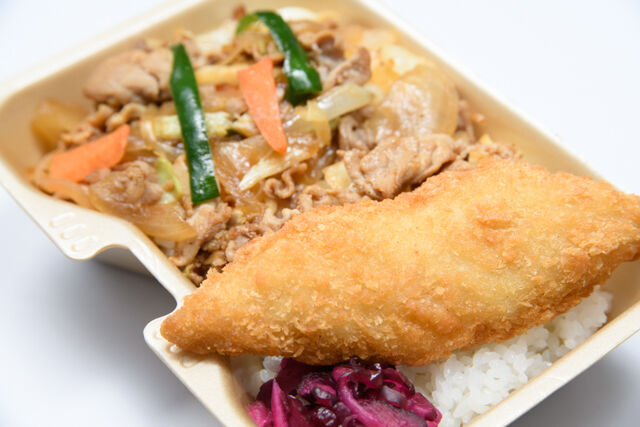 大阪手づくり弁当 はまよし-スタミナ野菜炒め白身フライ飯BOX