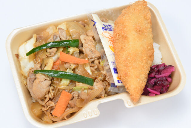 大阪手づくり弁当 はまよし-スタミナ野菜炒め白身フライ飯BOX