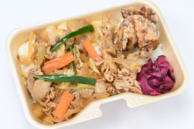 大阪手づくり弁当 はまよし-スタミナ豚野菜炒め唐揚げ飯BOX