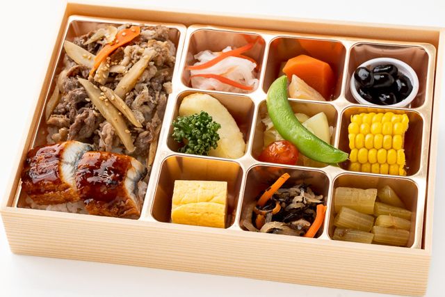 彩美庵樂～別邸～-【熨斗対応可】黒毛和牛の牛ごぼう重とうなぎ蒲焼き 彩り膳 ー高級折箱ー