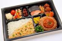 旬彩弁当 笹本-デミハンバーグと焼き鮭幕の内弁当