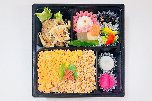 四季彩-彩り二色ご飯と和風ハンバーグ