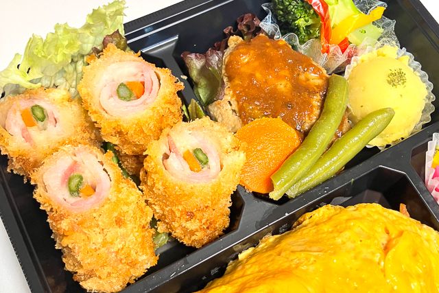 四季彩-【熨斗対応可】オムライス＆ハンバーグと特製アスパラベーコン巻き