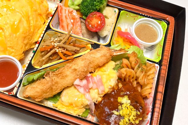 四季彩-【熨斗対応可】オムライスとハンバーグ・エビフライ・チキンピカタ御膳