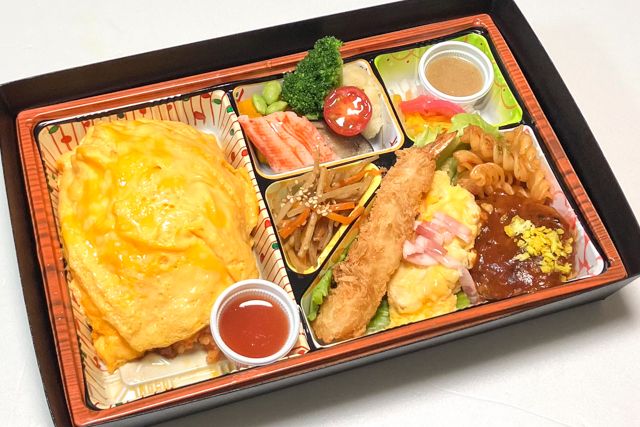 四季彩-【熨斗対応可】オムライスとハンバーグ・エビフライ・チキンピカタ御膳