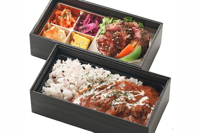 創作ランチボックスベビーダ-カエデ二段 ～特製ハッシュドビーフ＆リブロースステーキ～