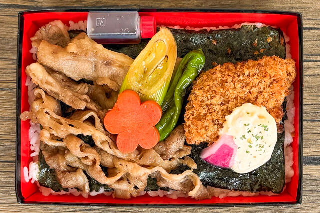 すき焼き うめの-【熨斗対応可】厳選牛すき焼きと白身魚のフライ特製海苔弁当