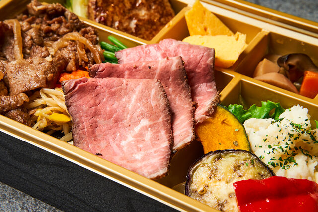 玉川ブッチャーズ Produced by 玉川精肉店-【1日120食限定】炭火焼A5和牛カルビ＆ローストビーフ御膳