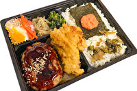 お弁当工房 たれ半-やわらかハンバーグ・からあげと明太高菜海苔弁当