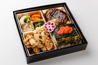 お弁当工房 たれ半-やわらかハンバーグと唐揚げ明太高菜海苔御膳