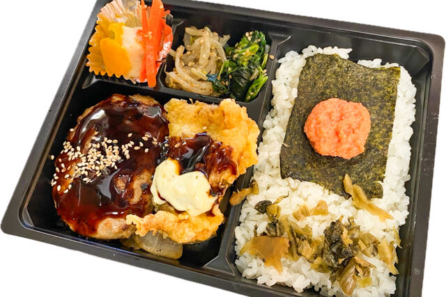 やわらかハンバーグ・タルタルとり天と明太高菜海苔弁当