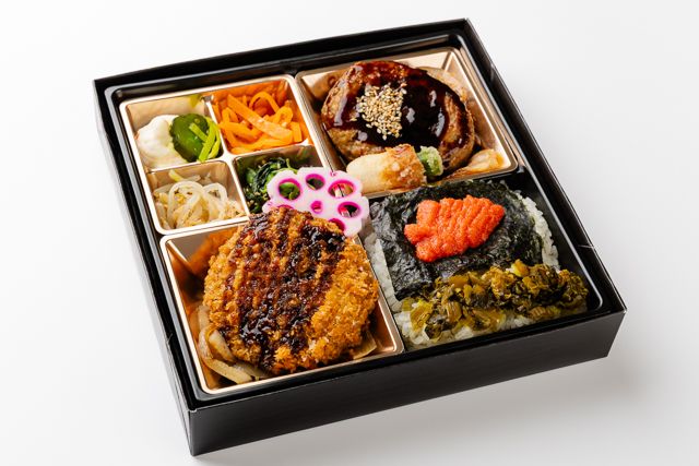やわらかハンバーグとメンチカツ明太高菜海苔御膳