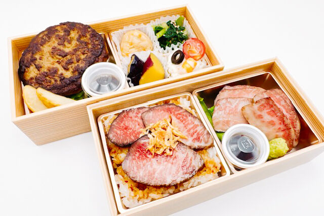 集いの食卓 おもてなし-黒毛和牛A5カルビステーキとローストビーフ重にハンバーグでおもてなし