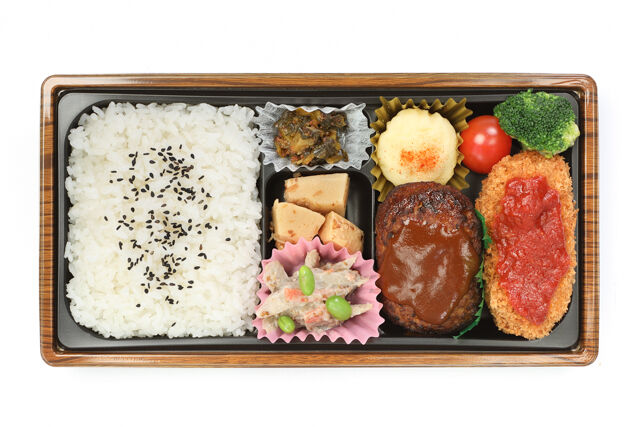塚田農場おべんとラボ-【つか弁！】ハンバーグ＆紅ずわい蟹クリームコロッケ弁当