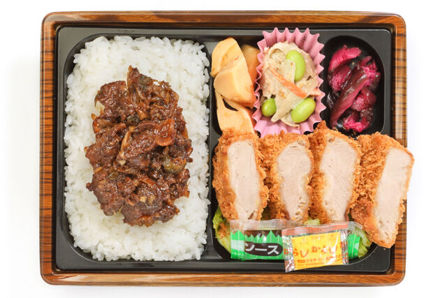 塚田農場おべんとラボ-【つか弁！】北海道産星空の黒牛しぐれ煮と三元豚ひれかつ弁当