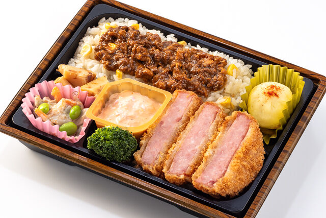【つか弁】岩下の新生姜タルタル厚切りハムカツとドライカレー弁当