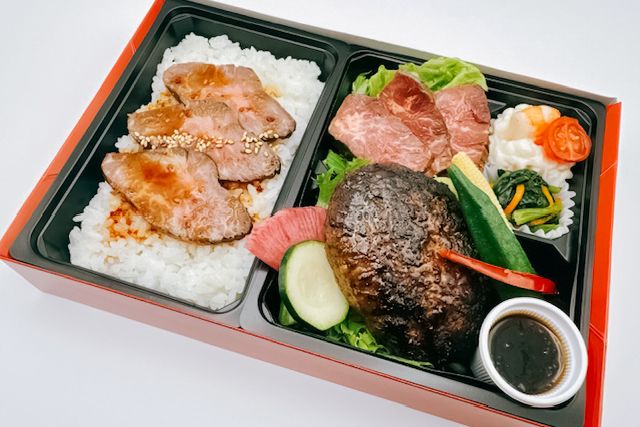 牛たんと黒毛和牛 つかさ政宗-特選黒毛和牛ハンバーグと黒毛和牛のローストビーフ御膳（牛ハラミステーキ）