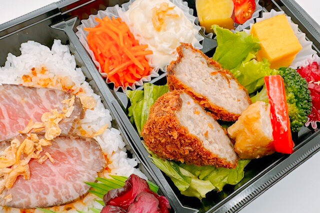 vege-lovele vegetable-ごちそう御膳（国産牛100％メンチカツと黒毛和牛ローストビーフ）