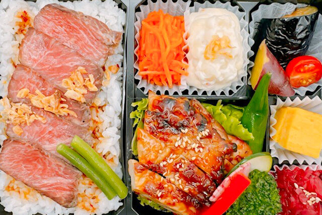 vege-lovele vegetable-ごちそう御膳（特製ダレの若鶏炙り焼と特選牛ロースステーキ）