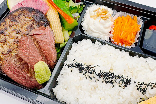 vege-lovele vegetable-柔らかハンバーグとハラミ焼肉弁当