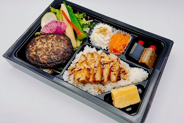若鶏の炙り焼ごはんと柔らかハンバーグ弁当