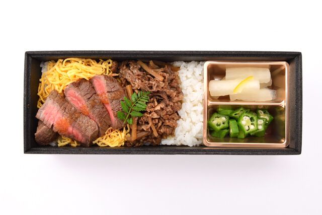 和ごころ膳 樂-【熨斗対応可】紫蘭-shiran-黒毛和牛の牛ごぼう重と赤身ステーキ 二段重