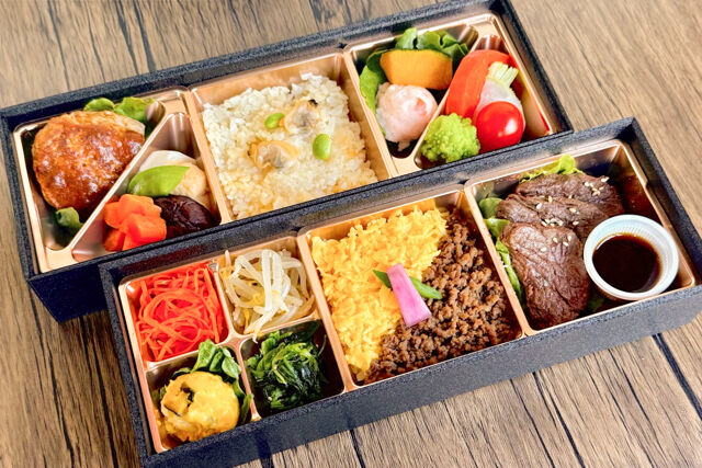 【熨斗対応可】厚切りはらみ焼肉＆ハンバーグ2段御膳