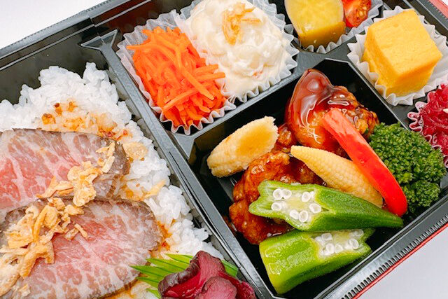 焼き芋の時間-黒酢あんかけ唐揚げ弁当（黒毛和牛ローストビーフ）