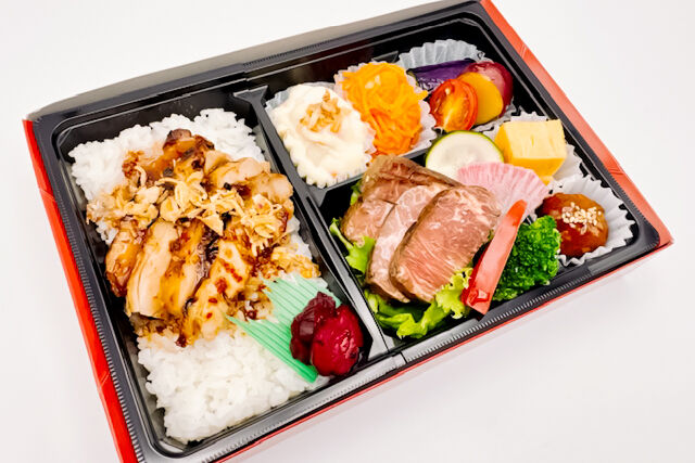 焼き芋の時間-若鶏の炙り焼と牛ハラミステーキ弁当