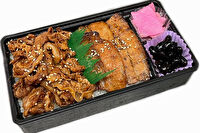 焼肉屋さんのお弁当-炭火焼豚ハーフ重（豚しゃぶ・豚カルビ）